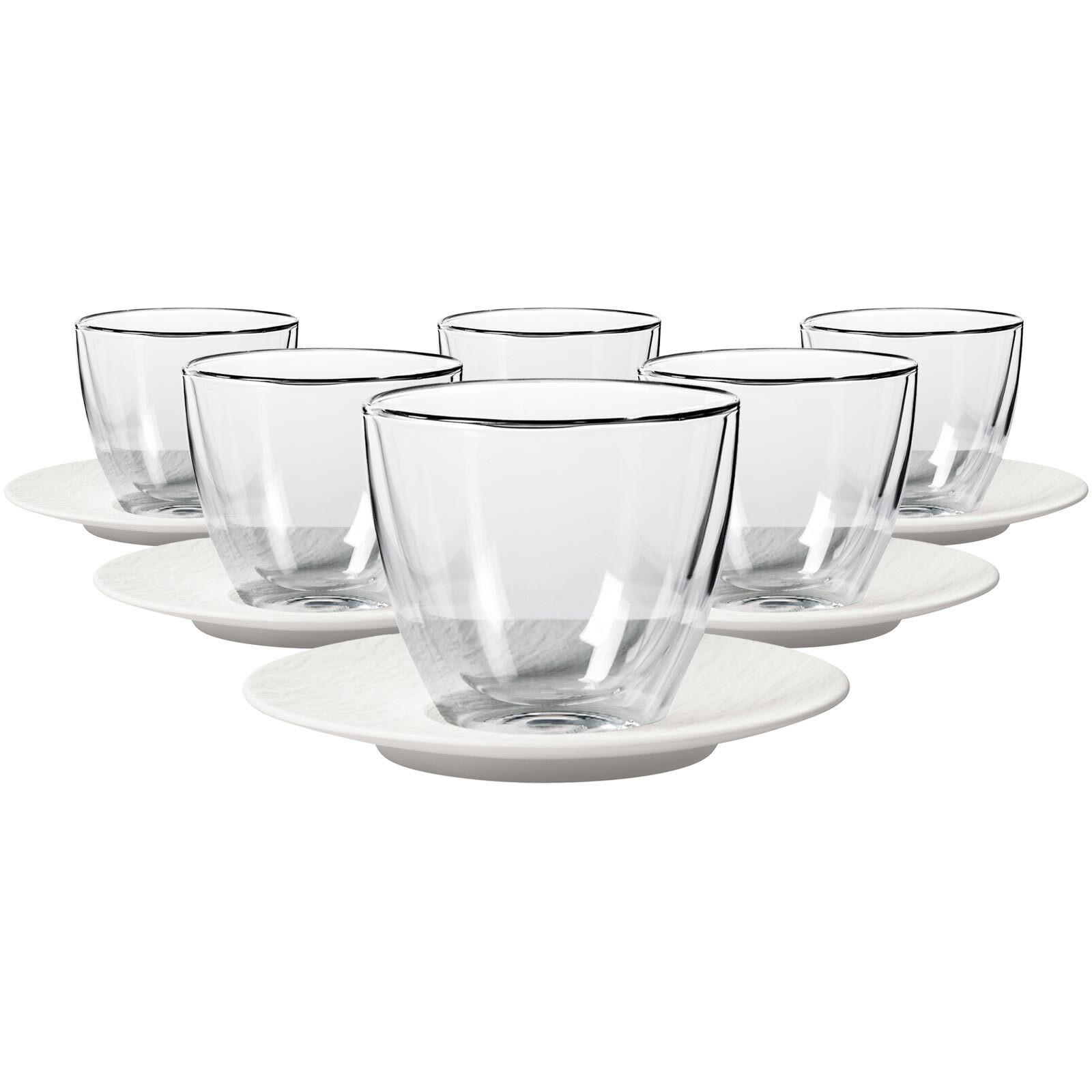 CAFÉ AU LAIT-SET Manufacture Rock weiß 250 ml 6er Set - Weiß, Glas/Keramik (0.25L) - Villeroy & Boch