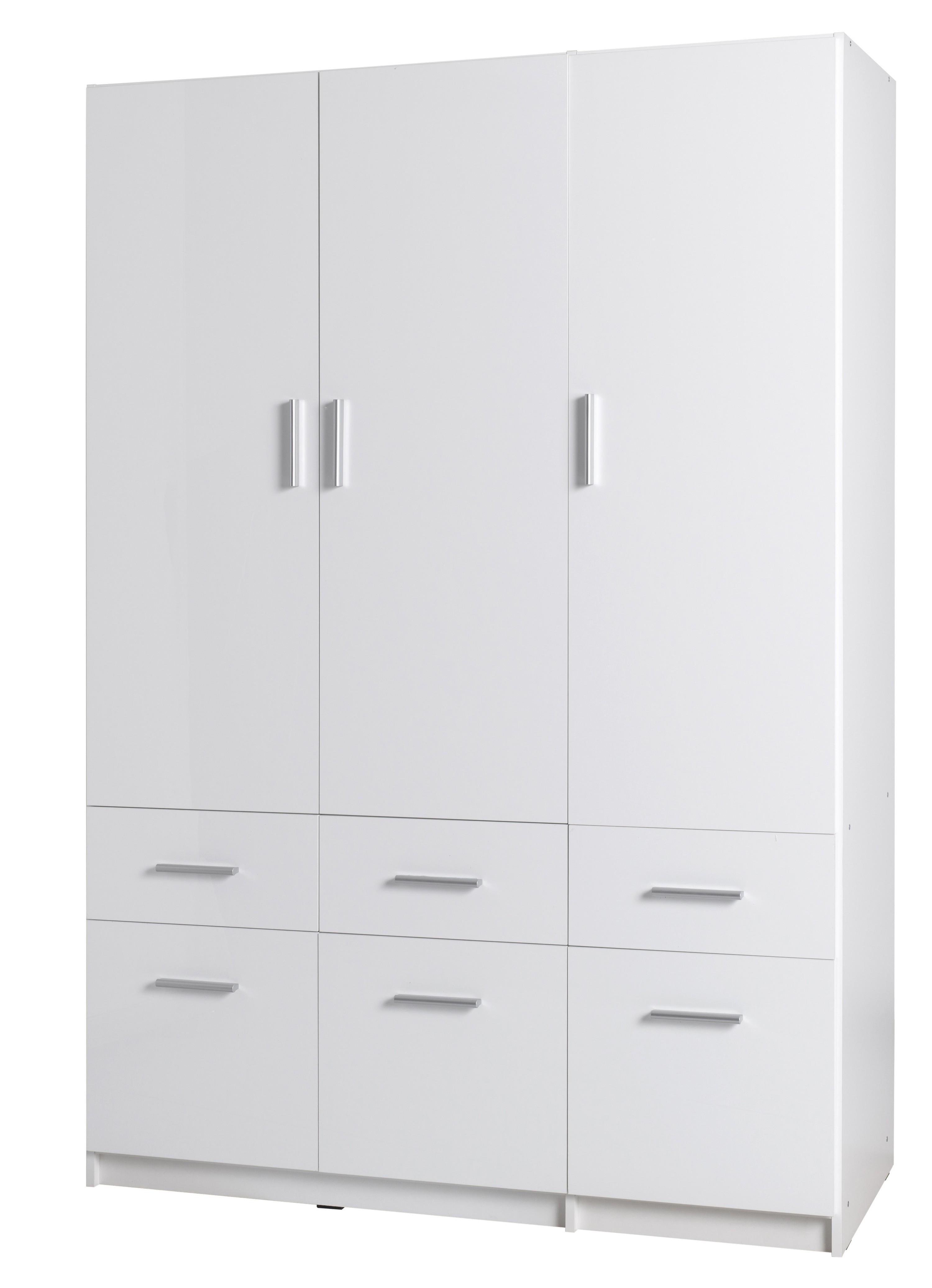 DREHTÜRENSCHRANK LUGERN 136/197,6/53,6cm 3-türig Weiß - Weiß, Holzwerkstoff (136/197.6/53.6cm) - MASSENO