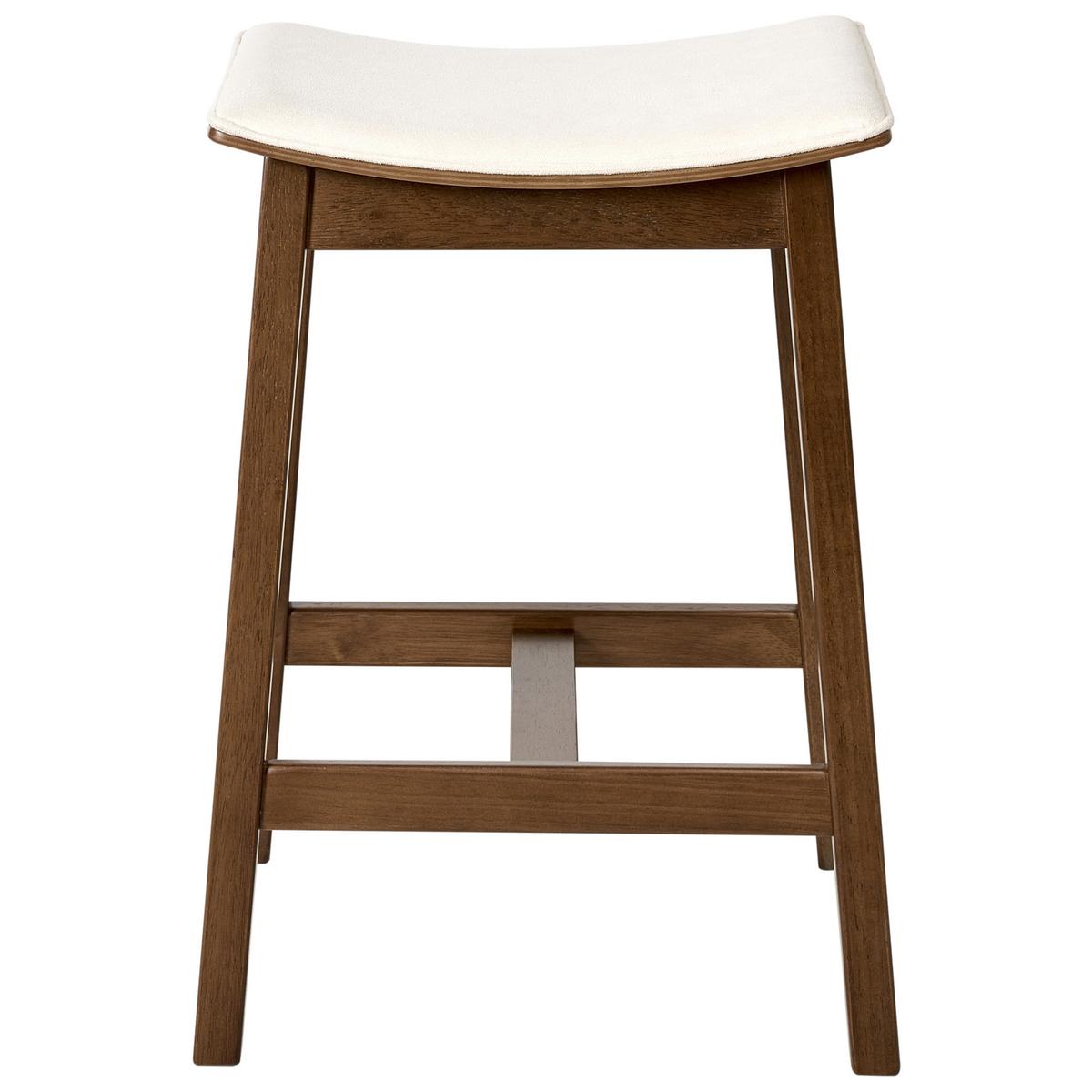 BARHOCKER 2er-Set Holz Cremeweiß/Dunkelbraun Dixon - Dunkelbraun, Holz (45/63/39cm) - Beliani