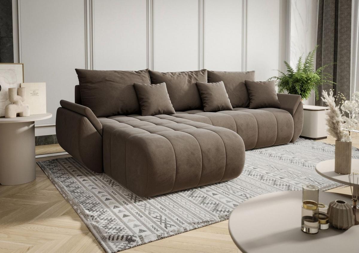 ECKSOFA Akita - Braun, Holzwerkstoff/Textil (280/185cm) - Fun Möbel