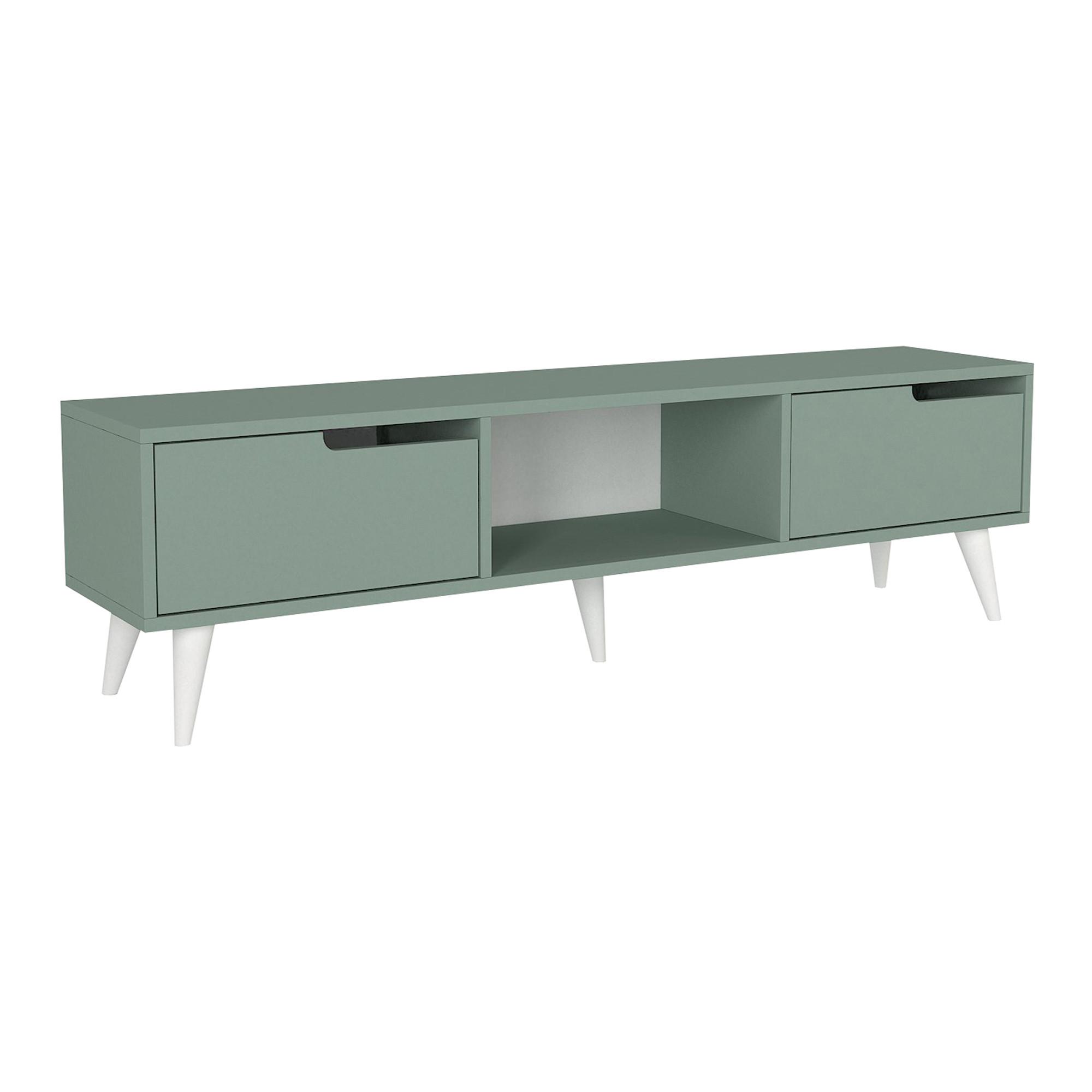 FERNSEHSCHRANK Kullila - Eichefarben/Grün, Holzwerkstoff (35/40/160cm) - [en.casa]