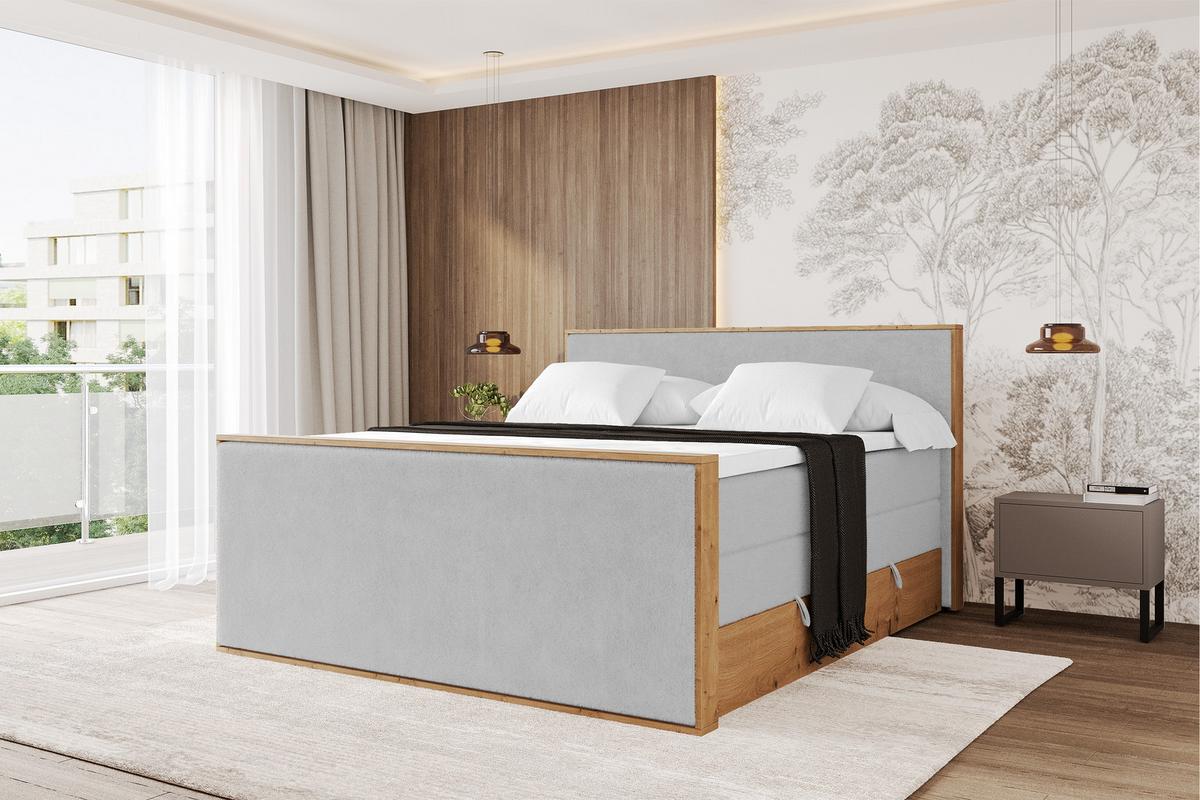 BOXSPRINGBETT LOLLI9 -Z-KING 180x200 - H3/H4 Hellgrau - Hellgrau, Holzwerkstoff (180/200cm) - ALTDECOR