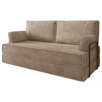 BETTSOFA SILAR aus Schaumstoff Kordstoff Beige Schlaffunktion - Beige, Textil (170/86/80cm) - MASSENO