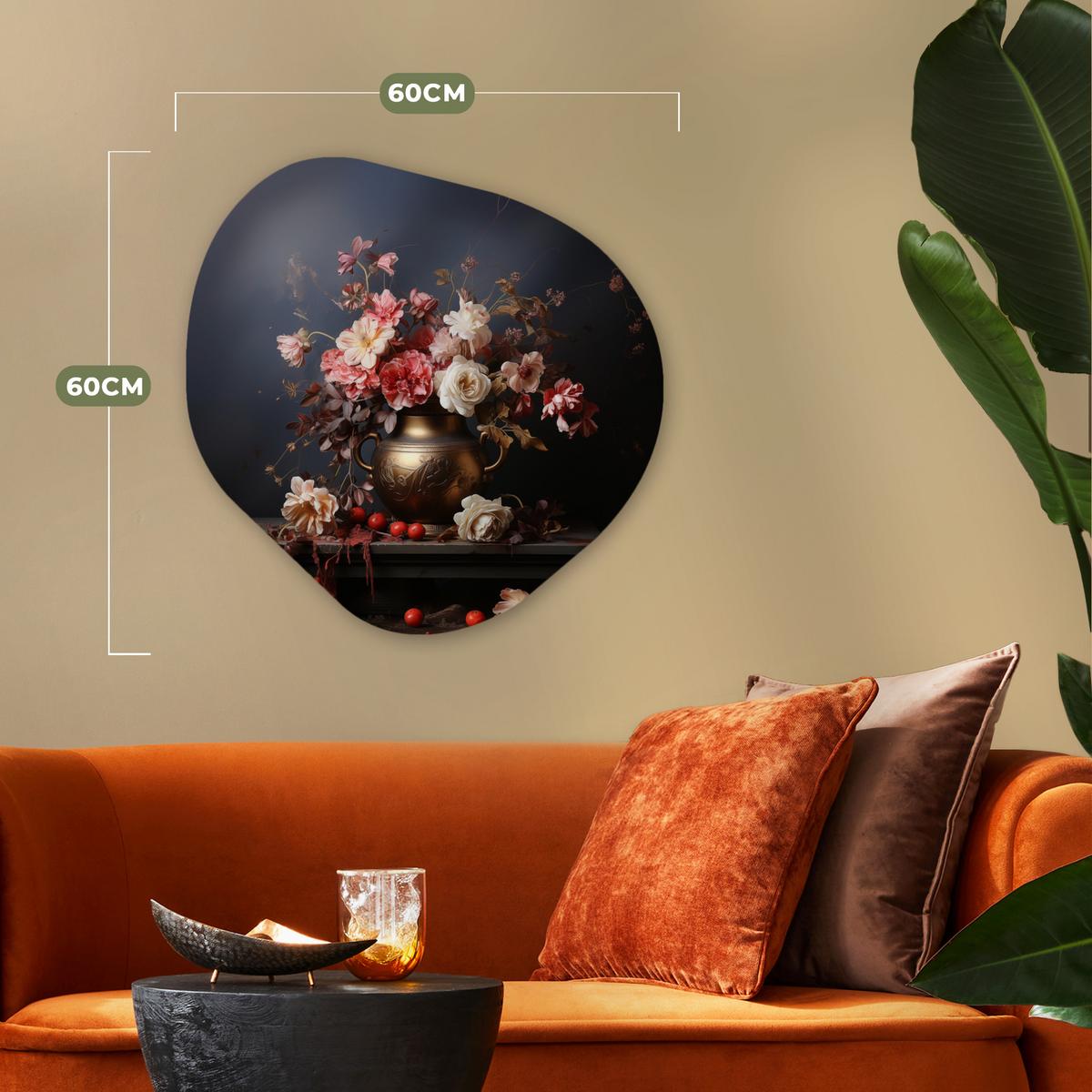 WANDBILD Stilleben - Blumen - Rosen - Blumenstrauß - Vase Wandbild 60x60 cm - Dunkelbraun, Kunststoff (60/60cm) - MuchoWow