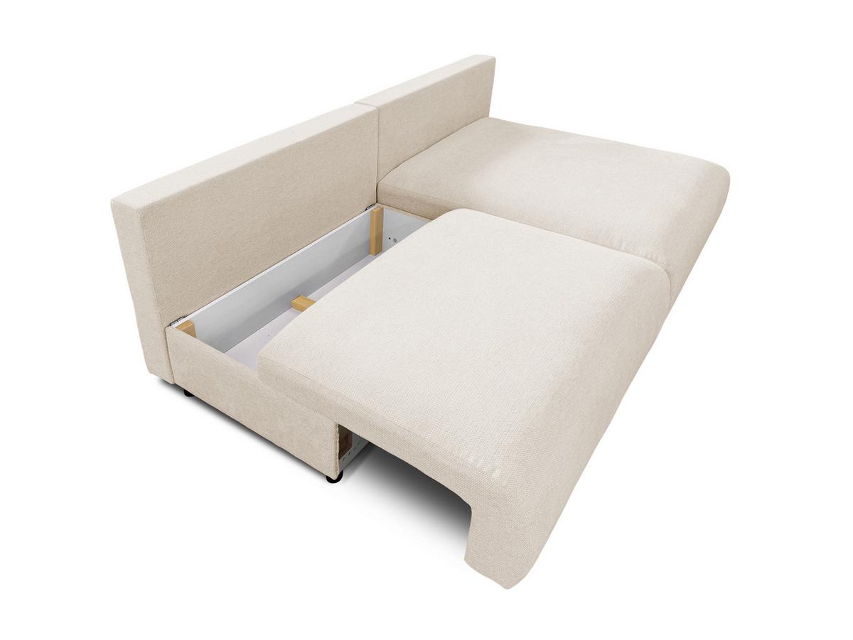 ECKSOFA Sora mit Schlaffunktion, Bettkasten und extra tiefer Komfortzone aus hochwertigem Hellbeige Strukturstoff - Beige/Schwarz, Holz/Kunststoff (200/140cm) - S-Style