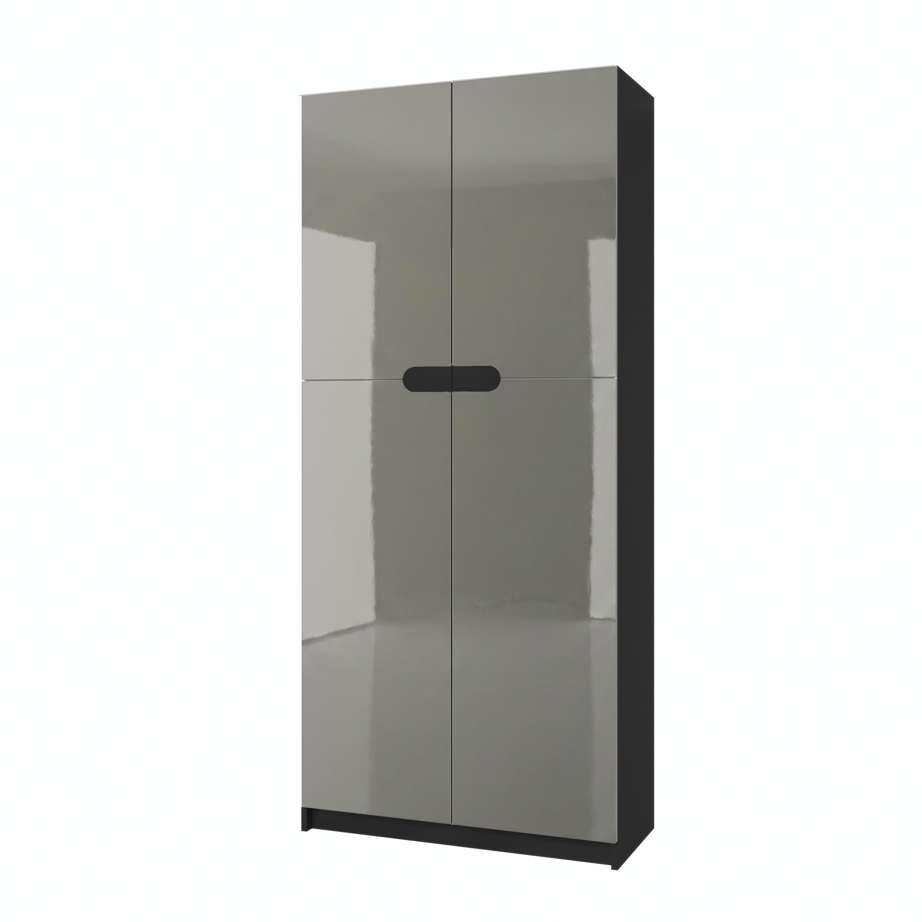 BÜROSCHRANK Logan Fronten in Grau Hochglanz - Grau, Holzwerkstoff (82/184/37cm) - Vladon