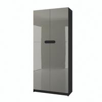 BÜROSCHRANK Logan Fronten in Grau Hochglanz - Grau, Holzwerkstoff (82/184/37cm) - Vladon