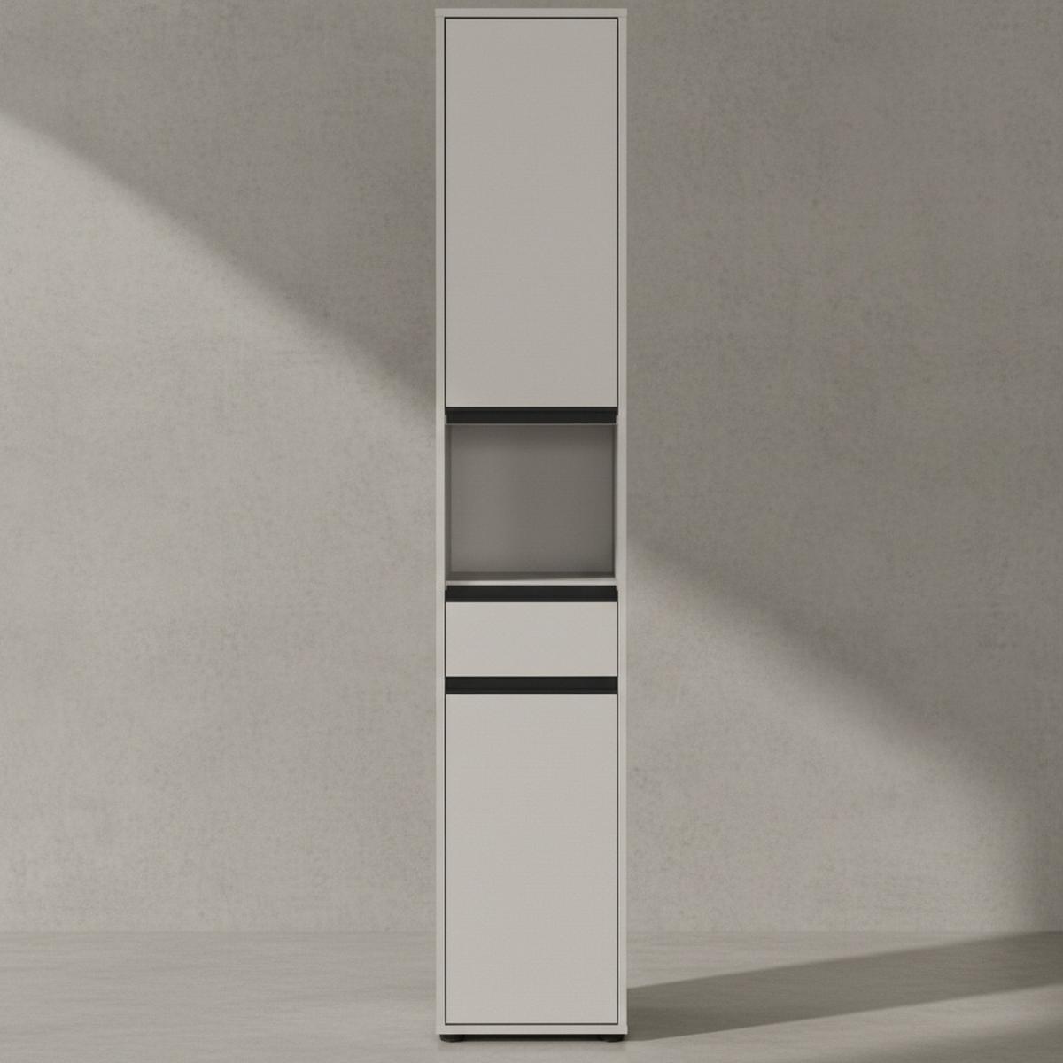 HOCHSCHRANK HAMBURG Soft-Close Modern 33x181x34 cm Steingrau - Grau, Holzwerkstoff (33/181/34cm) - KADIMA DESIGN