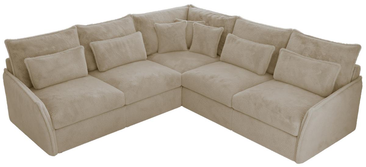 ECKSOFA VERSO L Creme Plüsch - Creme/Schwarz, Kunststoff/Textil (270/270cm) - MKS