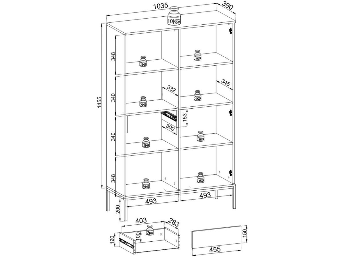 VITRINE Graphit, Wotan Eichefarben 104/166/39 cm Deo - Eiche Wotan/Schwarz, Glas/Naturmaterialien (104/166/39cm) - Graingold