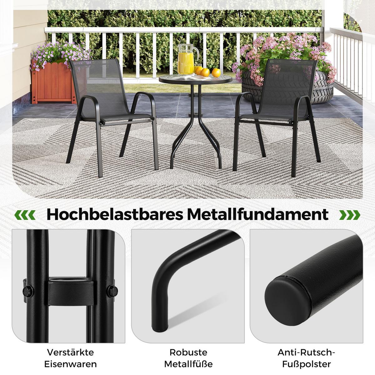 BALKONMÖBEL Set Balkon(3-teilig) - Grau, Metall (67/83/55cm) - COSTWAY