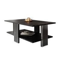 COUCHTISCH SAPHIRA SILVER mit Ablageboden, Schwarz Marmour - Schwarz, Holzwerkstoff (60/100/40cm) - Lookway