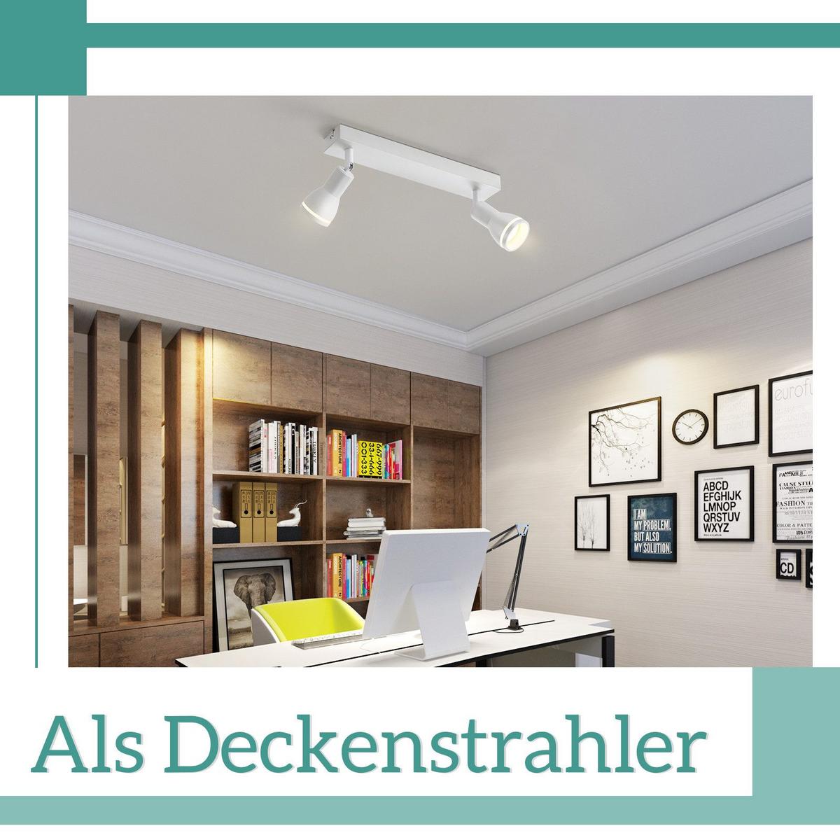 DECKENSTRAHLER Homburg 2-flammig 30/5/15.7 cm - Weiß, Metall (30/5/15.7cm) - Nettlife