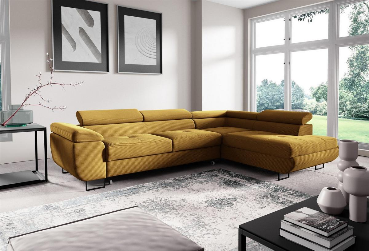 ECKSOFA Declan Mit Schlaffunktion - Gelb, Holzwerkstoff/Textil (277/203cm) - Fun Möbel