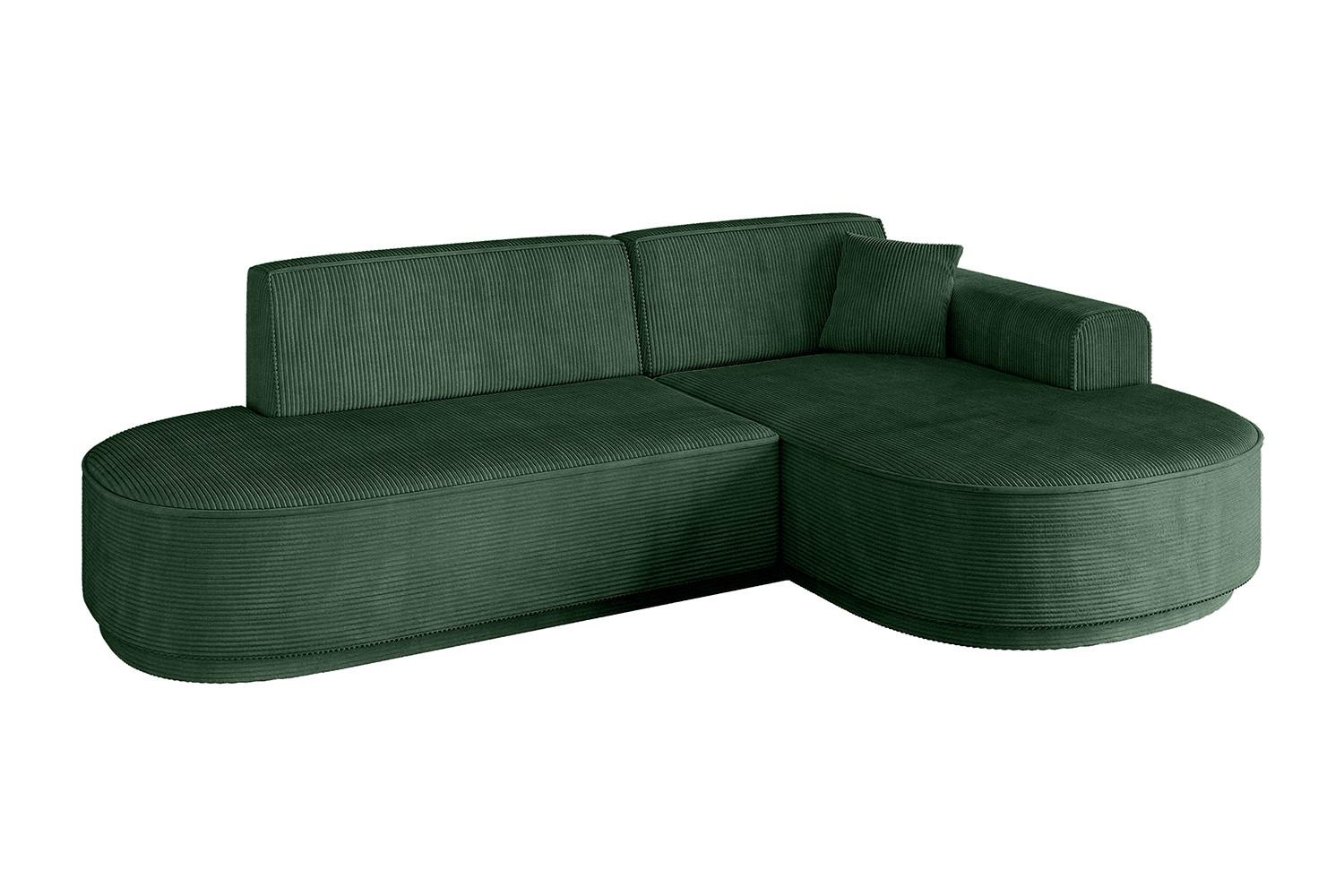 ECKSOFA Ottomane Rechts MARI-L1-v3 - 243x171x83 cm Grün Cord - Schwarz/Grün, Holzwerkstoff/Kunststoff (171/243cm) - ALTDECOR