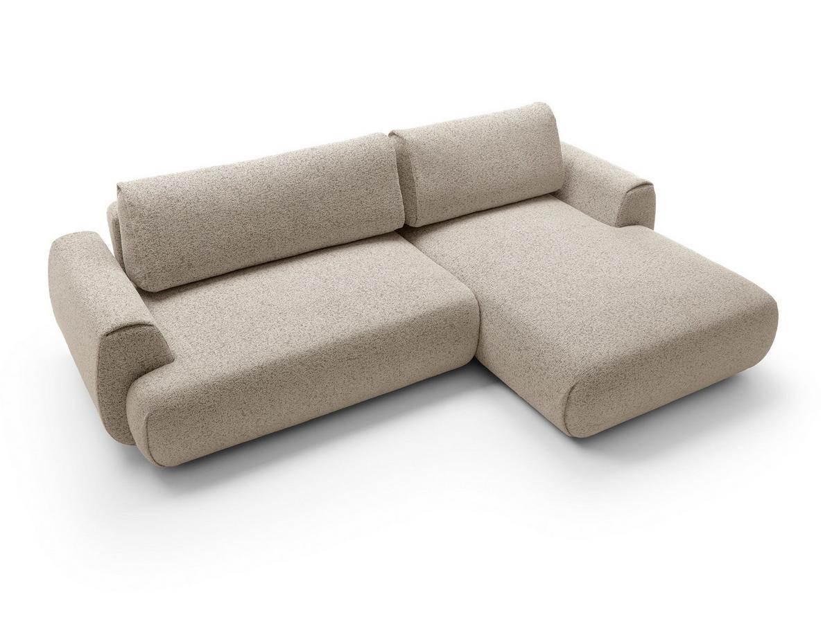 ECKSOFA ZEST Beige Geflochtener Stoff mit Schlaffunktion - Beige, Holz (270/167cm) - MASSENO