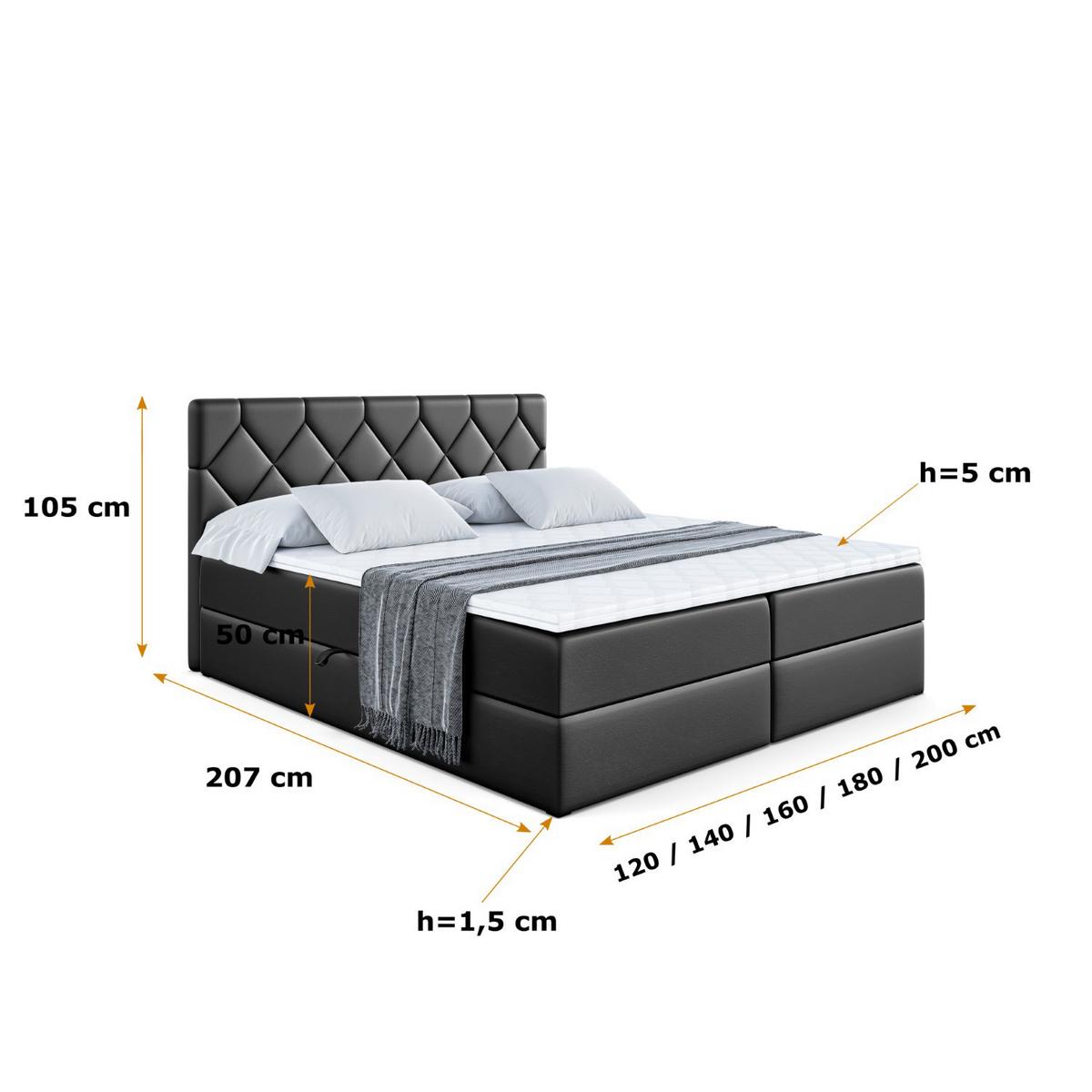 BOXBETT mit Matratze H3 und Lattenrost - CATOR - 180 x 200 Schwarz Hochglanz - Schwarz Hochglanz, Holzwerkstoff (180/200cm) - ALTDECOR