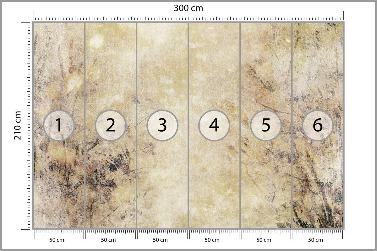 FOTOTAPETE Beton Abstraktion Retro Stil 300x210 - Beige/Braun, Papier (300/210cm) - Muralo