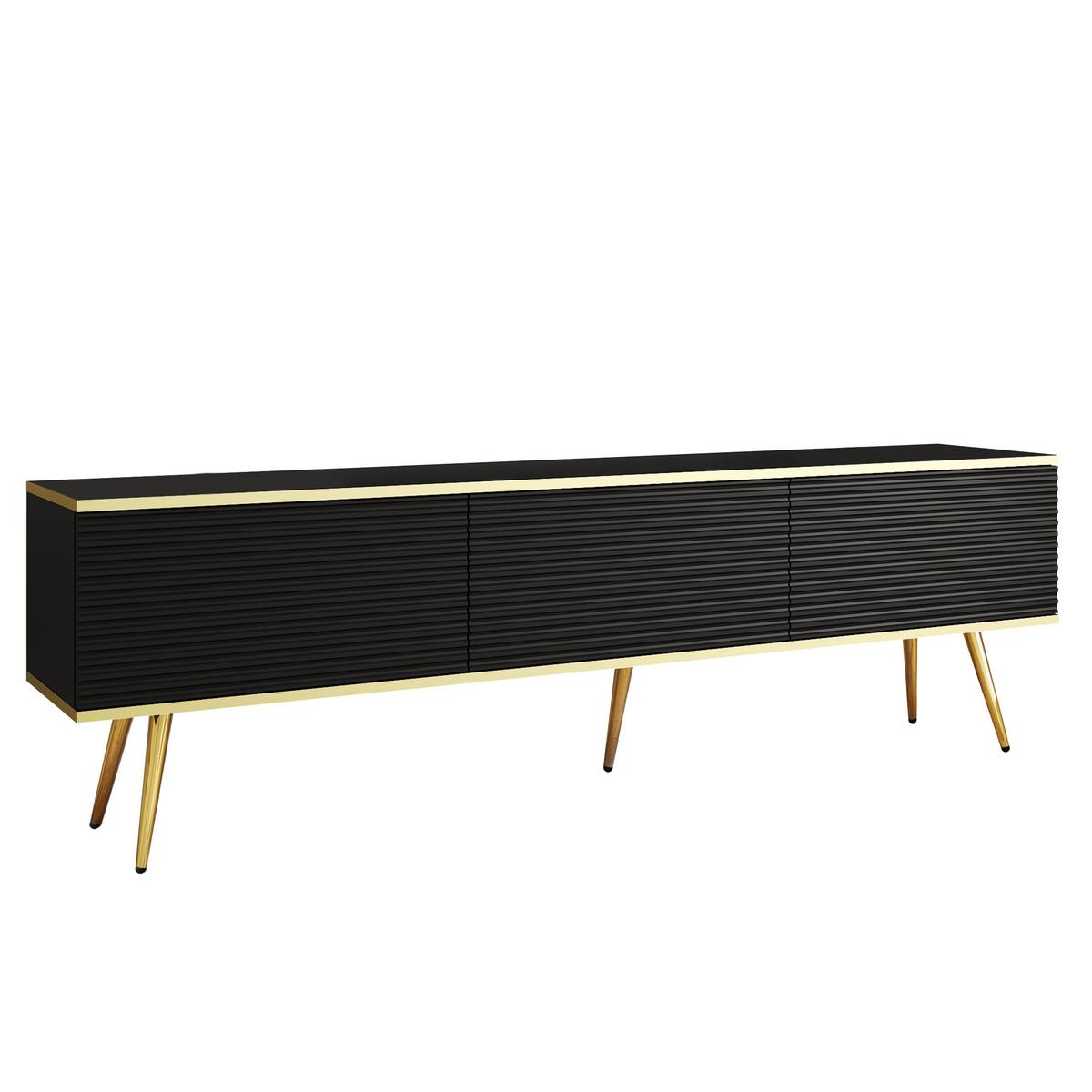 LOWBOARD VENEZIA 175/30/32 cm, Schwarz - Schwarz, Holzwerkstoff (175/30/32cm) - MASSENO