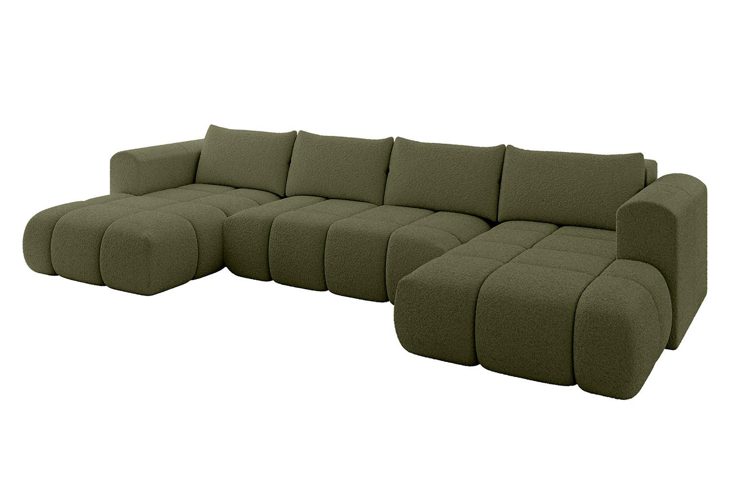 WOHNLANDSCHAFT CLOUD-U 405x185x90 Grün Bouclé - Grün, Holzwerkstoff/Kunststoff (405/90/185cm) - ALTDECOR