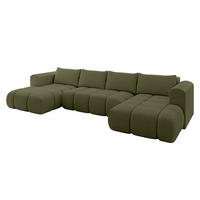 WOHNLANDSCHAFT CLOUD-U 405x185x90 Grün Bouclé - Grün, Holzwerkstoff/Kunststoff (405/90/185cm) - ALTDECOR