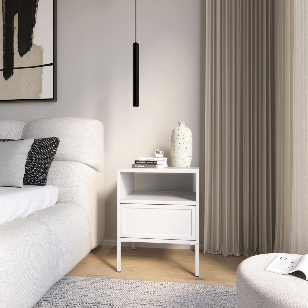 NACHTTISCH VELVETO weiß 50 cm - Weiß, Holzwerkstoff/Metall (45/54/40cm) - Selsey