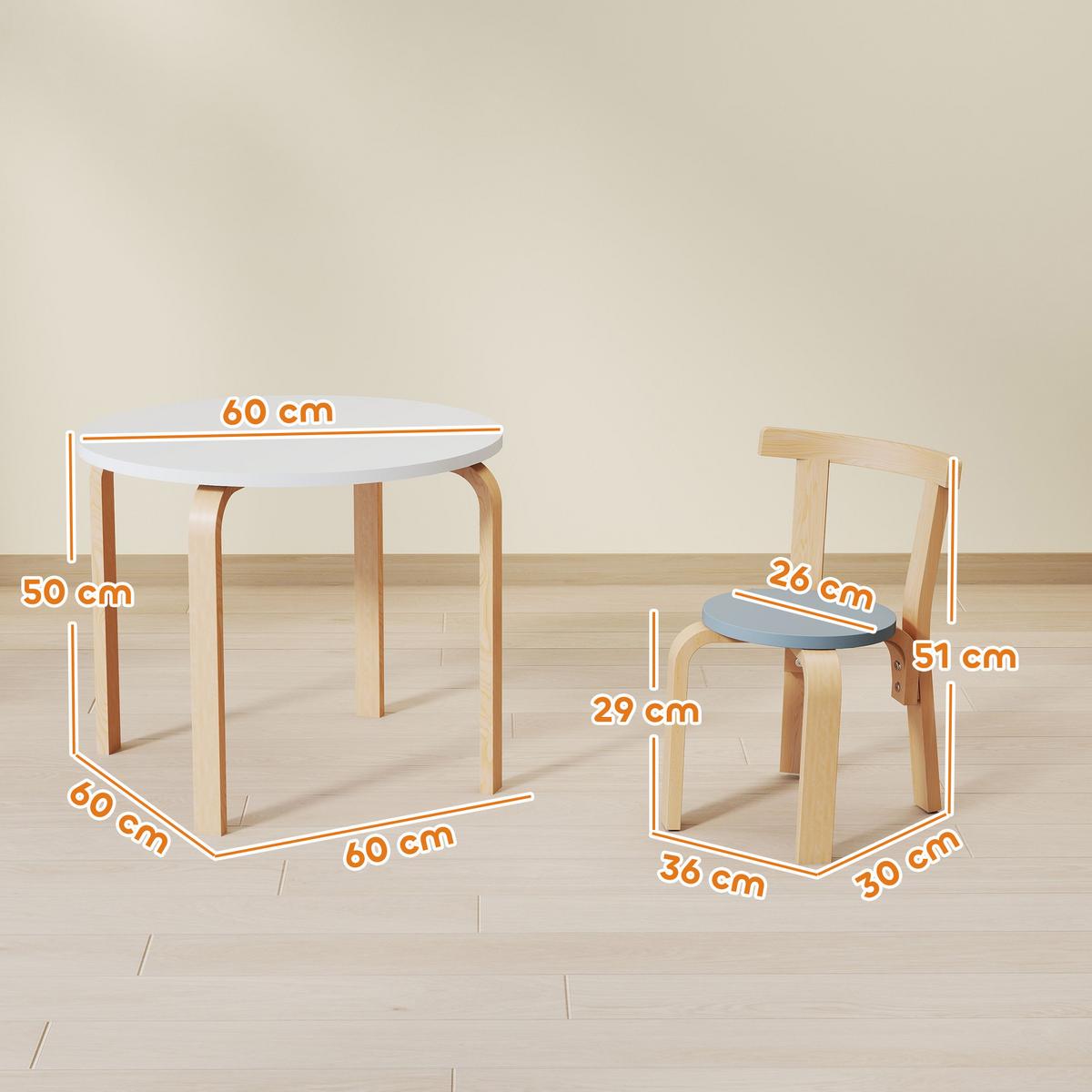 KINDERSITZGRUPPE 5er Set Pappelholz Birkenfurnier Mehrfarbig - Multicolor, Holz (60/50/60cm) - AIYAPLAY
