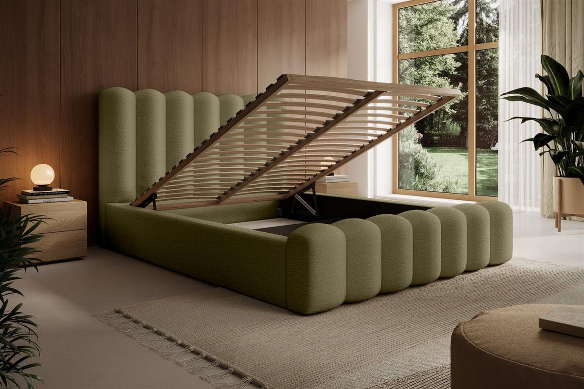 POLSTERBETT Macon In Euphoria - Grün, Holzwerkstoff/Textil (160/200cm) - Fun Möbel