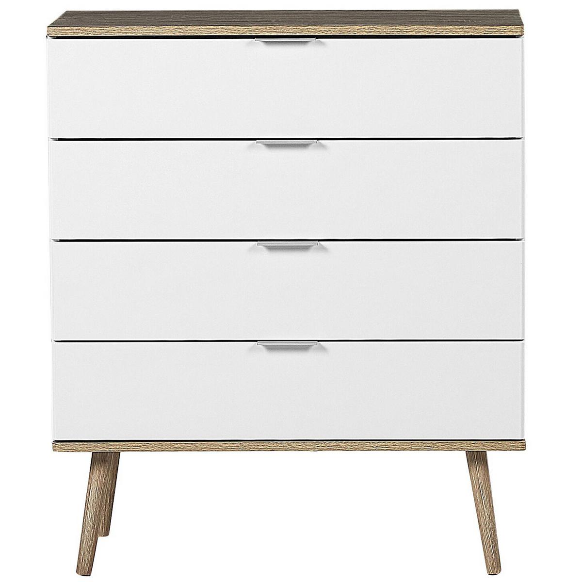 KOMMODE 4 Schubladen weiß/heller Holzfarbton Walpi - Hellbraun/Weiß, Holzwerkstoff (79/93/40cm) - Beliani