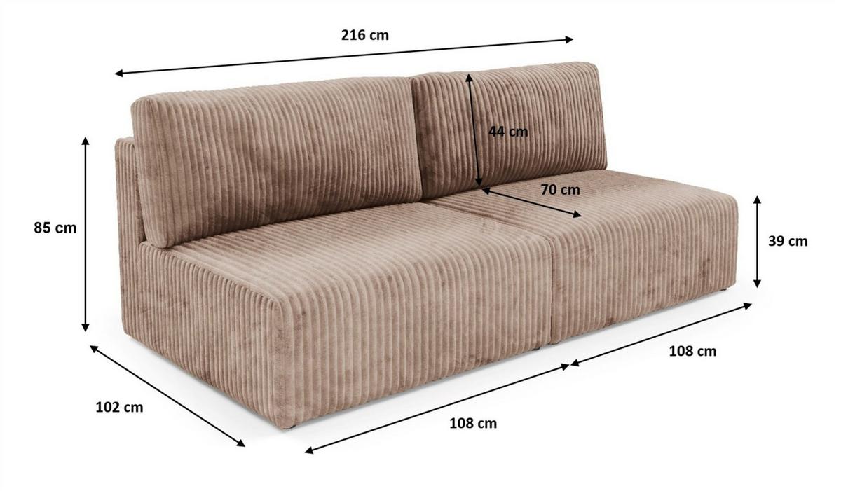 SCHLAFSOFA Natalia Xs - Creme, Holzwerkstoff/Textil (216/85/105cm) - Fun Möbel