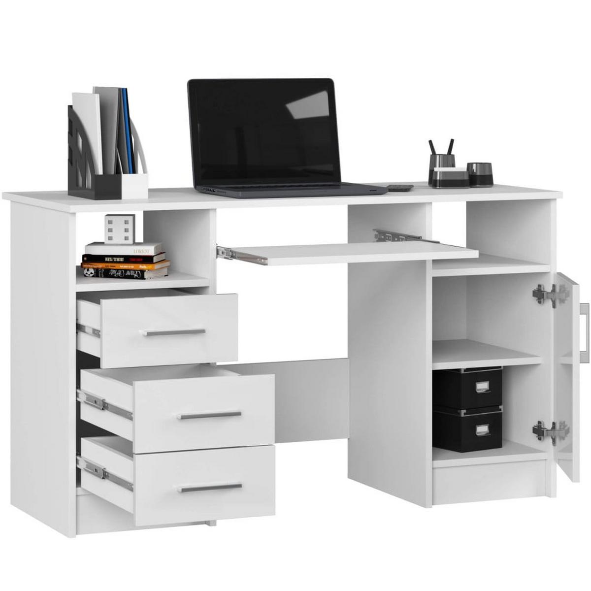 SCHREIBTISCH Weiß, Weiß Glanz 74/124/52 - Weiß, Holzwerkstoff (120/50/74cm) - RAUMHIRSCH FURNITURE
