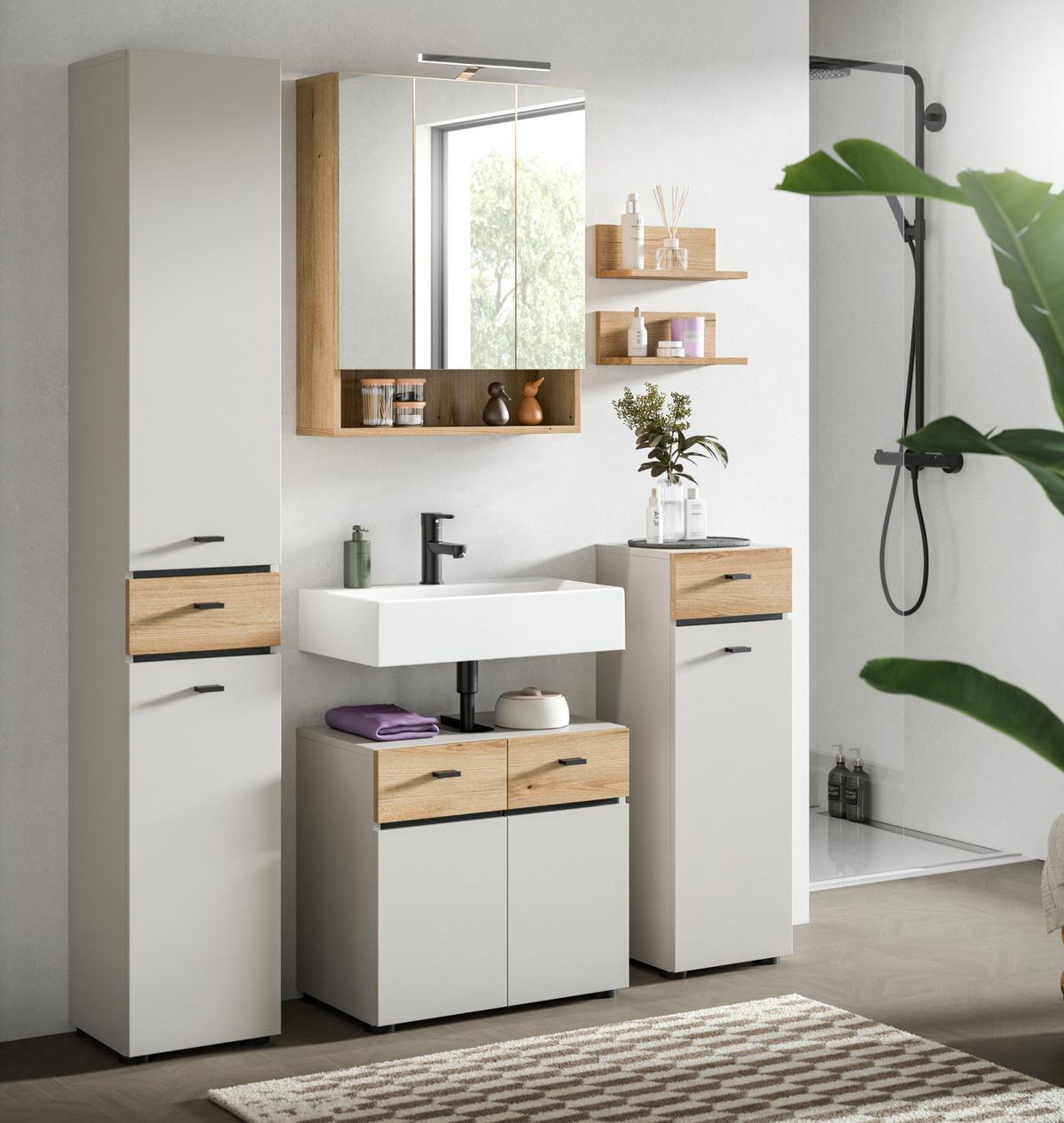 REGAL-SET Evoke Eiche 32 cm, Badezimmer Regal 2er Set - Eichefarben, Holzwerkstoff (32/12/14cm) - Inn.Furn