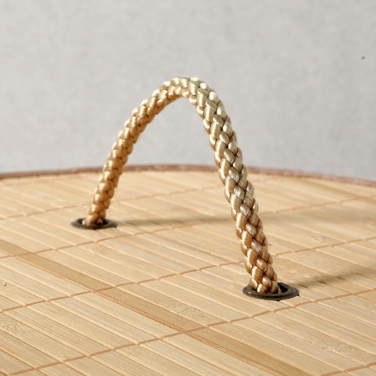 WÄSCHEKORB aus Bambus rund 60l - 40/40/50 cm - Eschefarben, Holzwerkstoff (40/50/42cm) - Calicosy