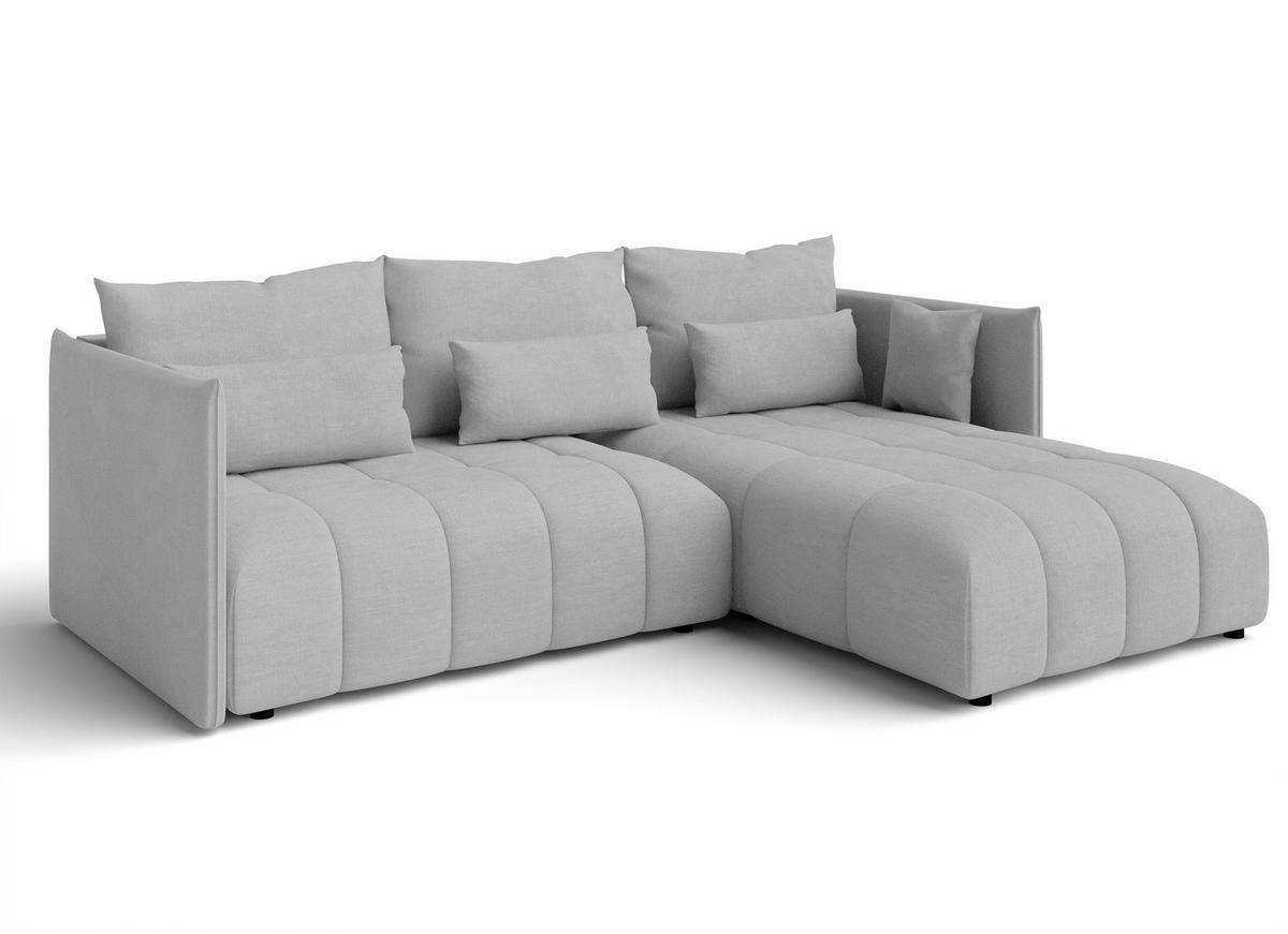 ECKSOFA L Form Cosmova Hellgrau 248/180/83 cm mit Schlaffunktion - Hellgrau/Schwarz, Kunststoff/Textil (248/180cm) - AX Living