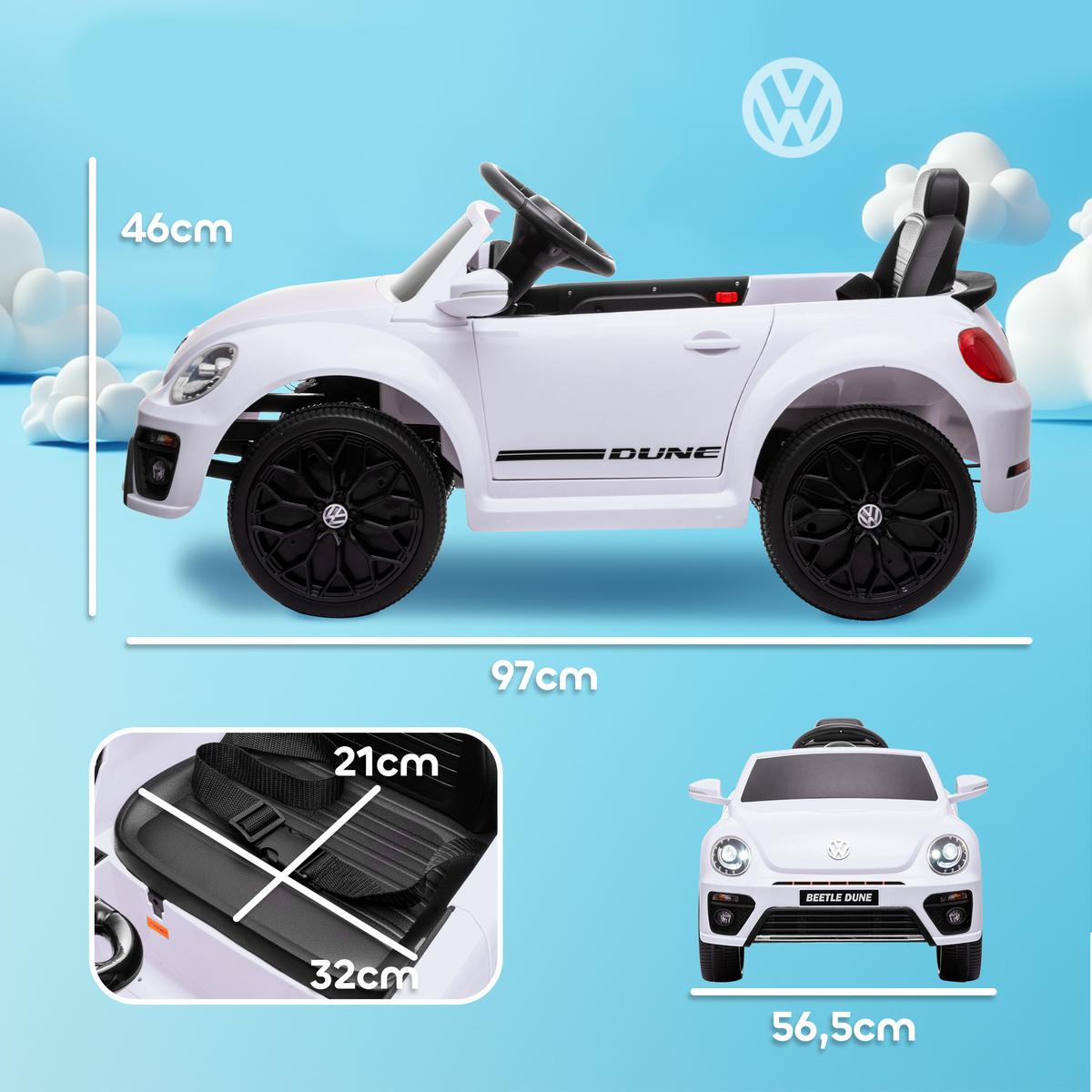 KINDER Elektroauto 12V Kinderauto mit 2,4G Fernbedienung, Musik, Hupe, 3-5 km/h - Weiß, Kunststoff (97/56.5/46cm) - AIYAPLAY