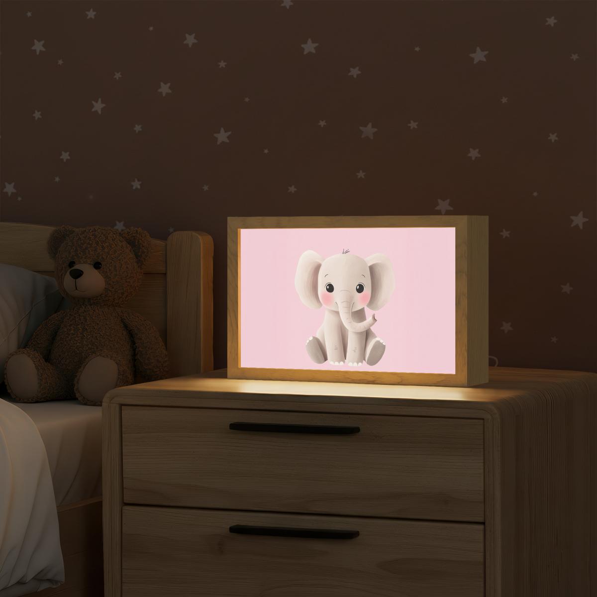 WANDLEUCHTE Elefant - Baby - Rosa - Cartoon 30x20 cm - Hellrosa, Holzwerkstoff (30/20/8cm) - OnlyWow