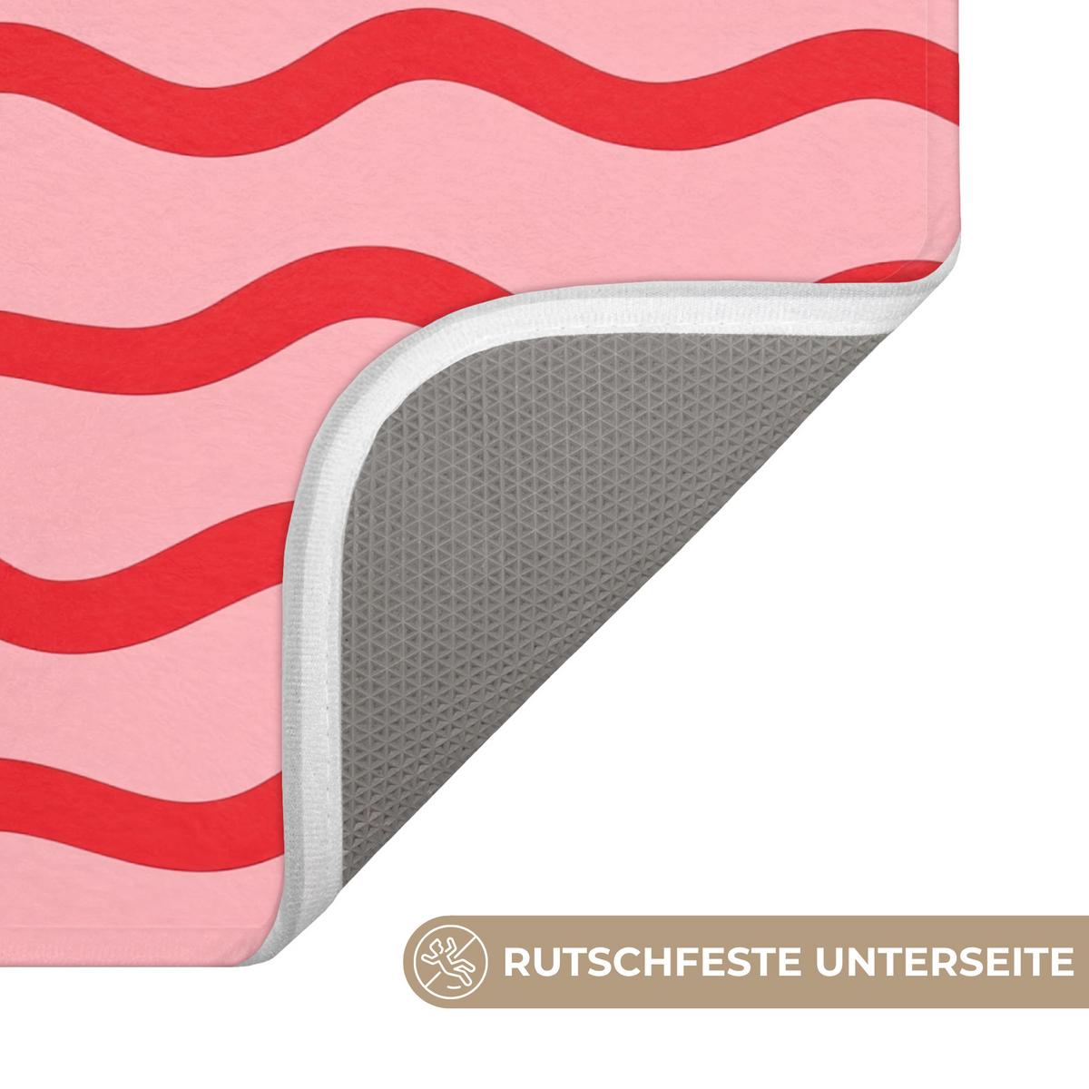 BADEMATTE Verspielt - Muster - Rot 80x50 cm - Rosa, Textil (80/50cm) - OnlyWow