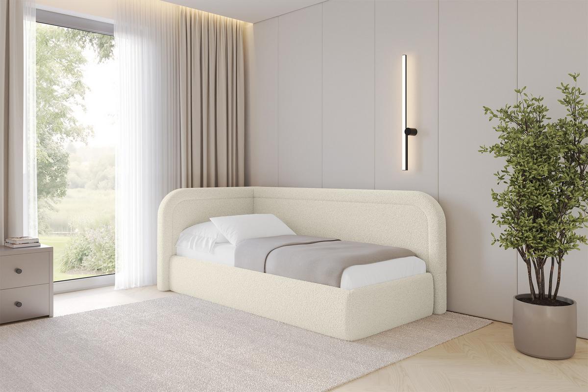 EINZELLBETT Jugendbett mit Bettkasten, Rechts - JOVY 90x200 Beige - Perlmutt, Holzwerkstoff/Textil (90/200cm) - ALTDECOR