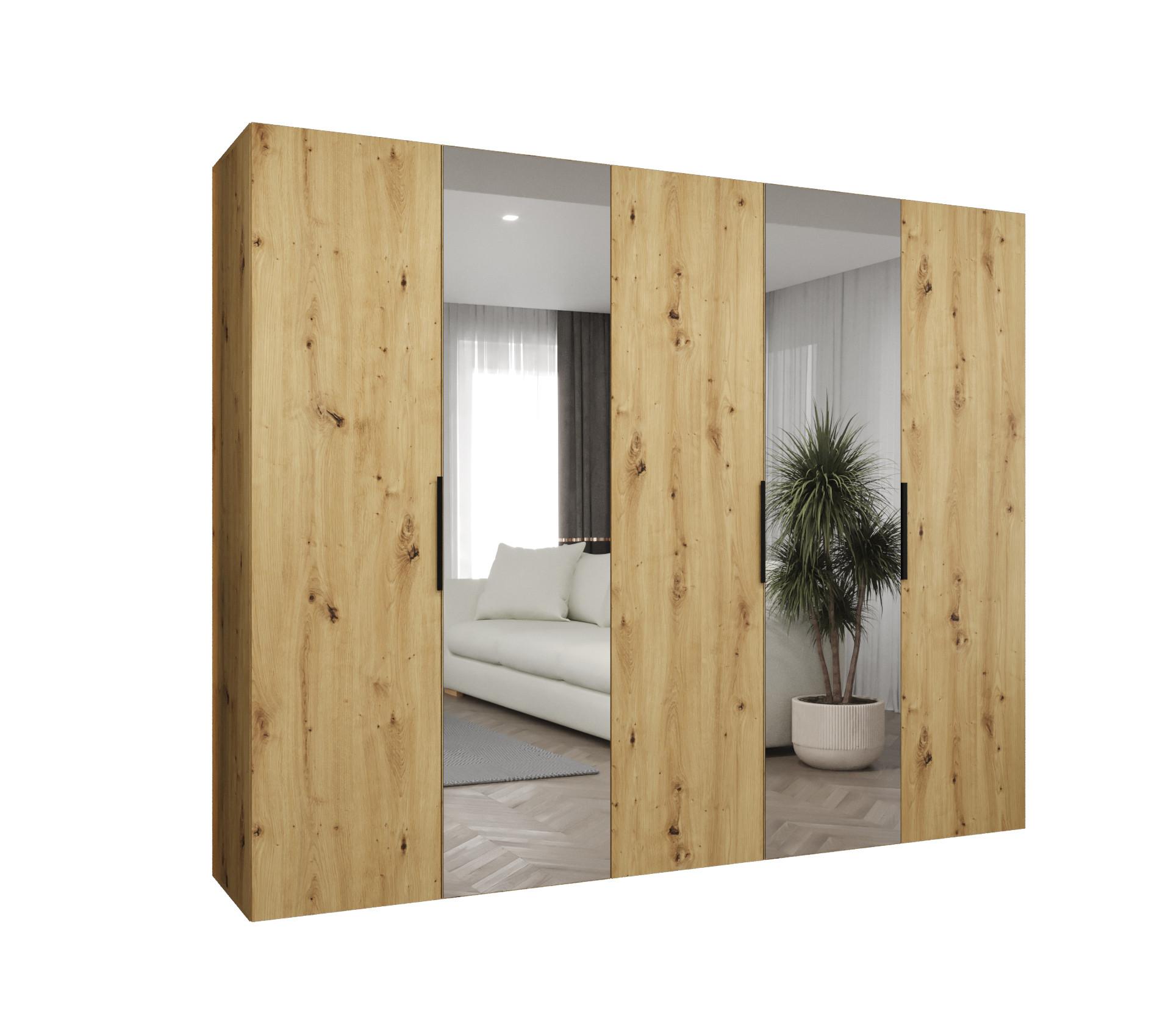DREHTÜRENSCHRANK 202/250/52 5-türig - Kaschmir/Schwarz, Holz (250/202/52cm) - MÖBEL KRYSPOL