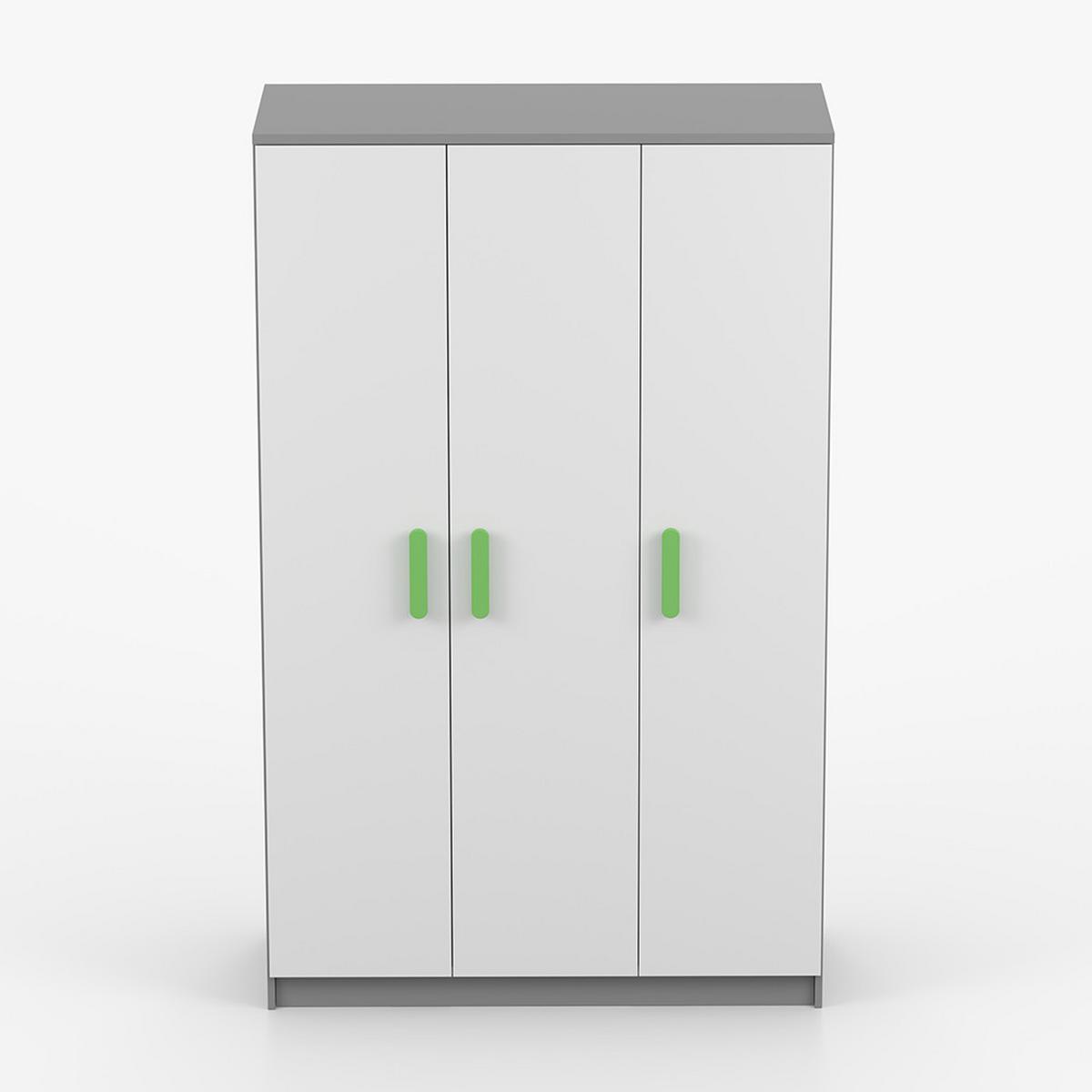 KLEIDERSCHRANK Jonas II 2D 19, 120/192/50, 3-türig, grau - Weiß/Grau, Holzwerkstoff (120/194/50cm) - imoebel24