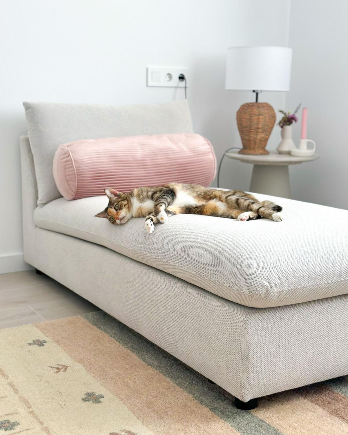 CHAISELONGUE Stoff Cremeweiß Vizille - Creme/Schwarz, Textil (80/60/160cm) - Beliani