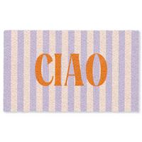 FUSSMATTE Ciao - Zitat - Pastell - Streifen Schmutzfangmatte 150x90 cm - Flieder, Kunststoff (150/0.4cm) - MuchoWow