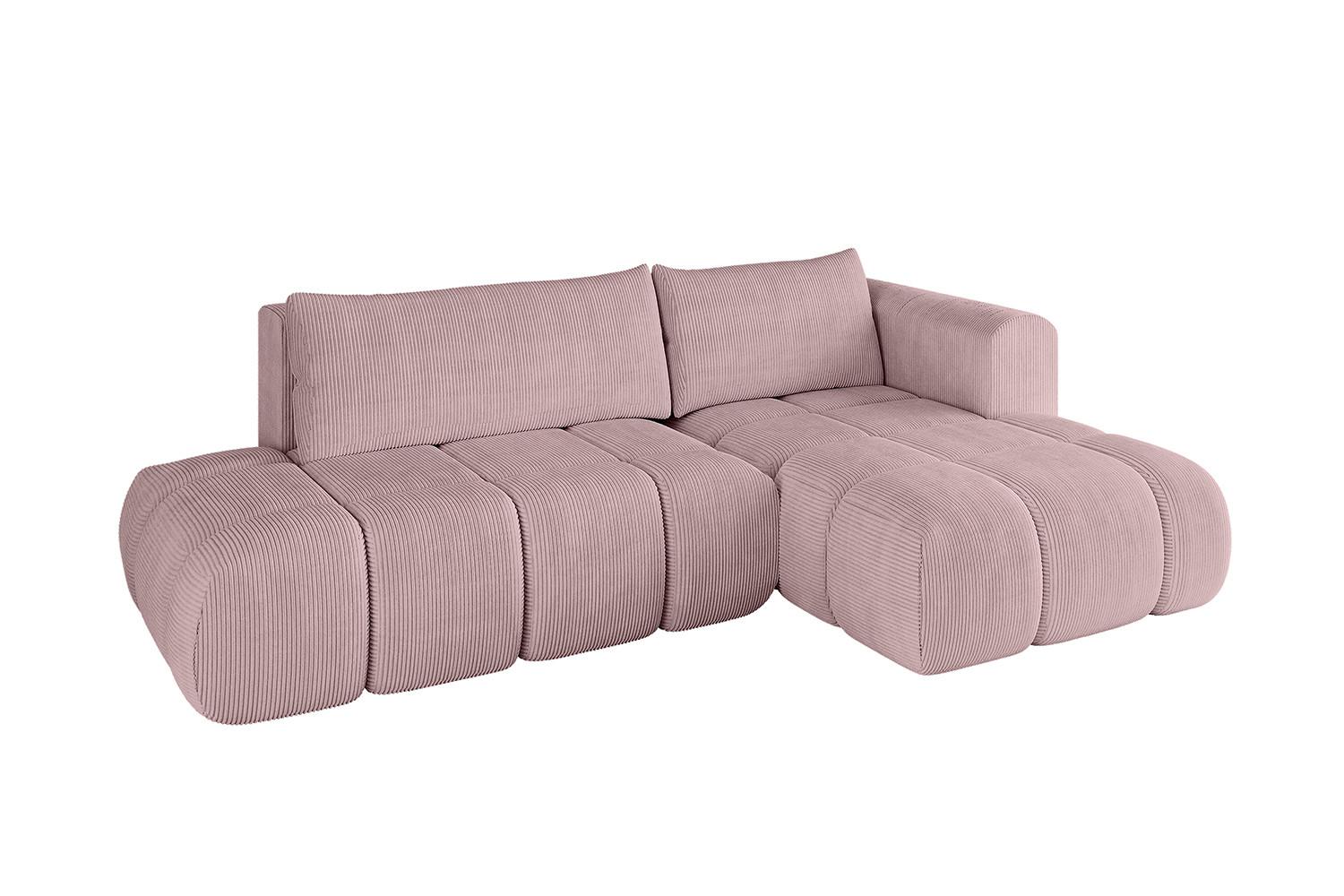 ECKSOFA Ottomane Rechts CLOUD-L 280x185x90 Rosa Cord - Rosa, Holzwerkstoff/Kunststoff (185/280cm) - ALTDECOR