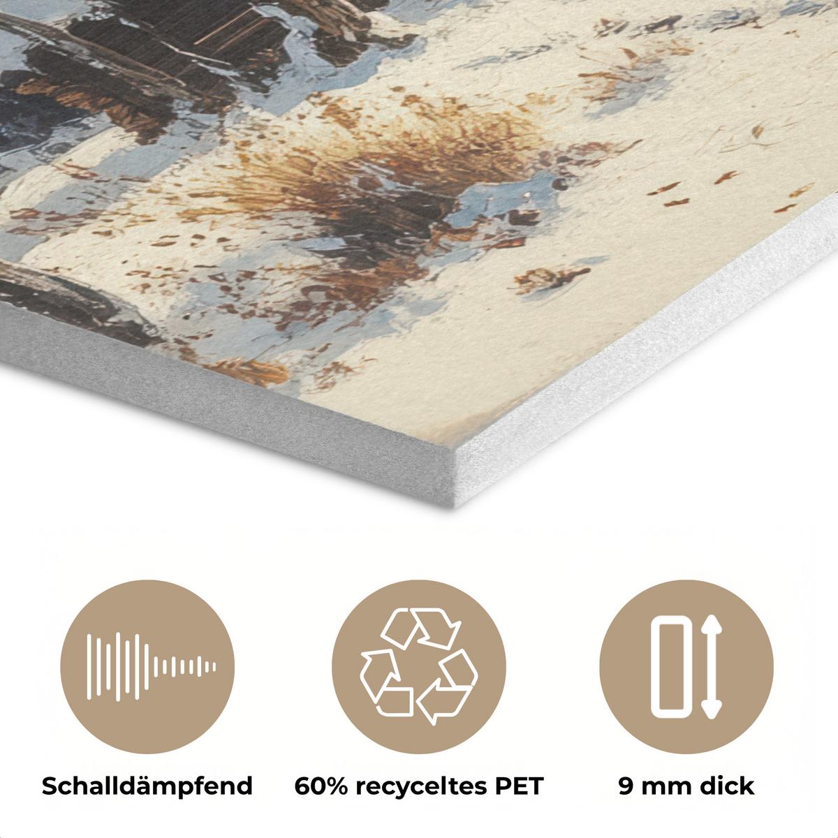 AKUSTIKBILD Winter - Schnee - Zuhause - Natur Akustikpaneele 90x60 cm - Hellbraun, Kunststoff (90/60/0.9cm) - MuchoWow