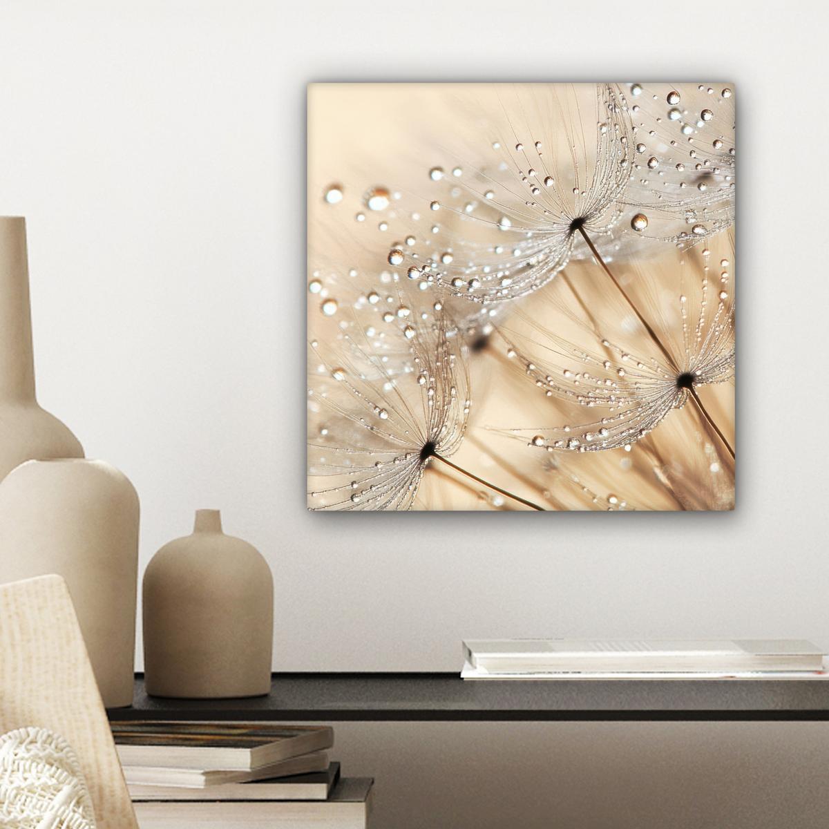 LEINWANDBILD Löwenzahn - Abstrakt - Natur - Beige Deko Wohnzimmer 20x20 cm - Braun, Textil (20/20cm) - MuchoWow