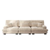 SOFA Stoff – 3-Sitzer mit Kissen - Beige, Holzwerkstoff/Textil (313/81/77cm) - Urban Meuble
