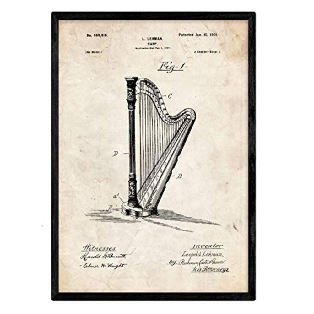 POSTER Harfe Patent A3 Rahmenlos - Klar, Papier (29.7/5/42cm) - Nacnic