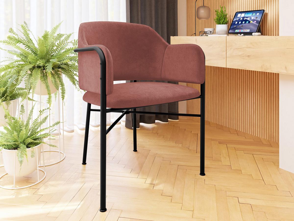 POLSTERSTUHL Delivio - Schwarz/Rosa, Textil/Metall (56/79/55cm) - MIRJAN24