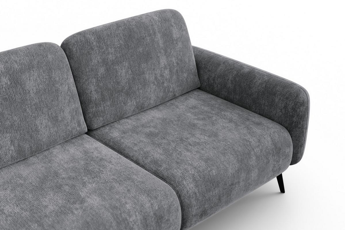 ECKSOFA FEBE 4-Sitzer LINKS, grauer Chenille-Stoff - Schwarz/Grau, Holz/Textil (264/157cm) - Wozimo