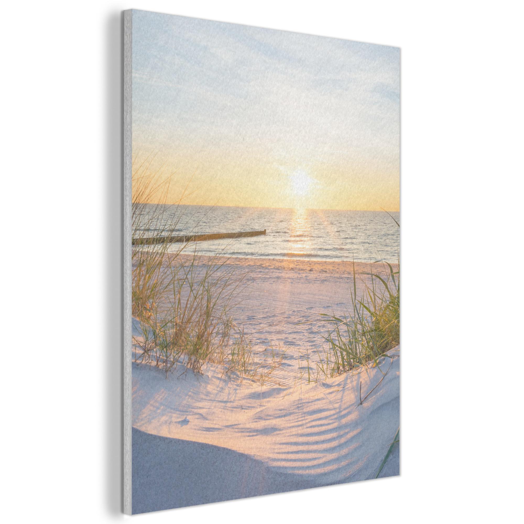 AKUSTIKBILD Strand - Sonne - Düne - Gras - Sand - Horizont Wandbilder 60x80 cm - Hellblau, Kunststoff (60/80/0.9cm) - MuchoWow